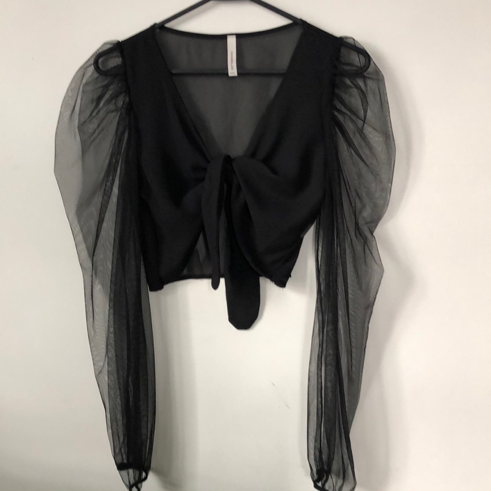 Black sheer crop top